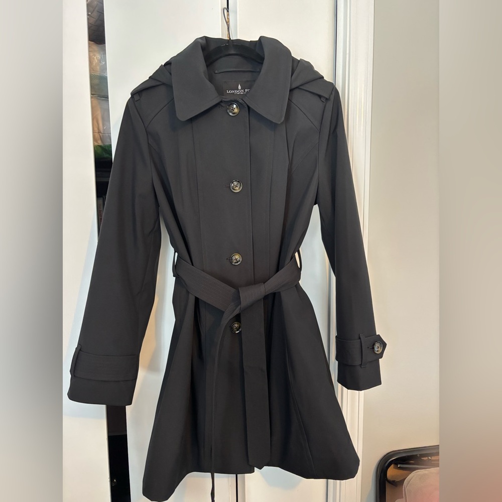 London Fog Black Women's Rain Coat Large